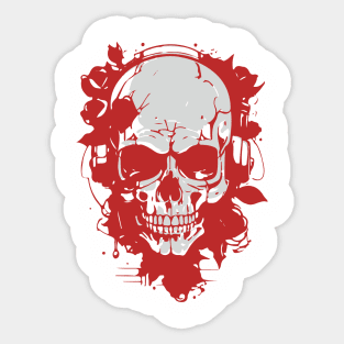 skull with roses Sticker